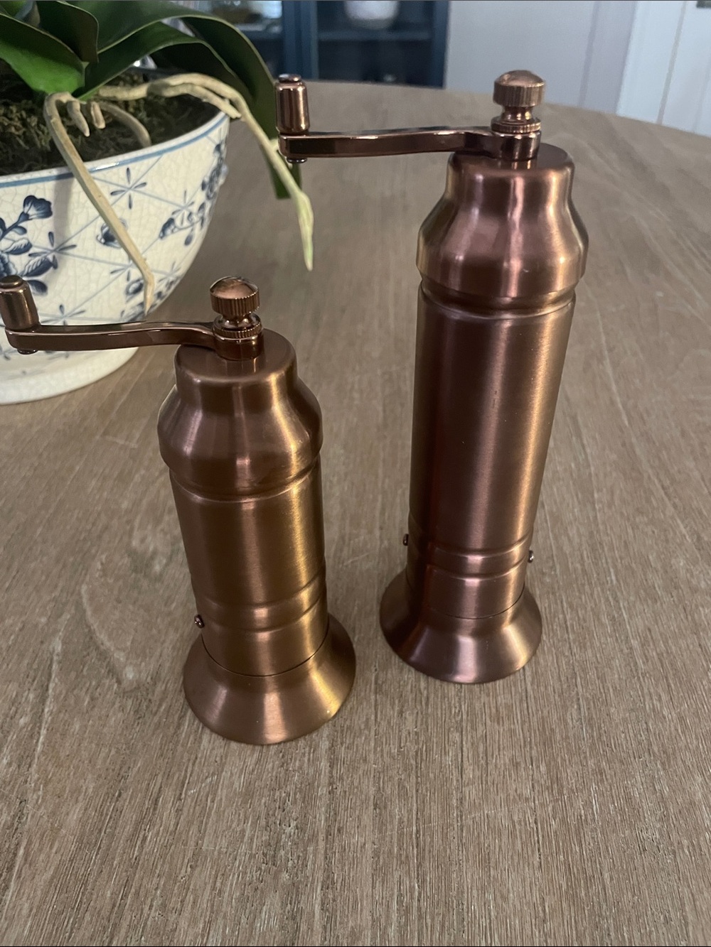 Copper Finish Manual Salt and Pepper Mills - Set of 2